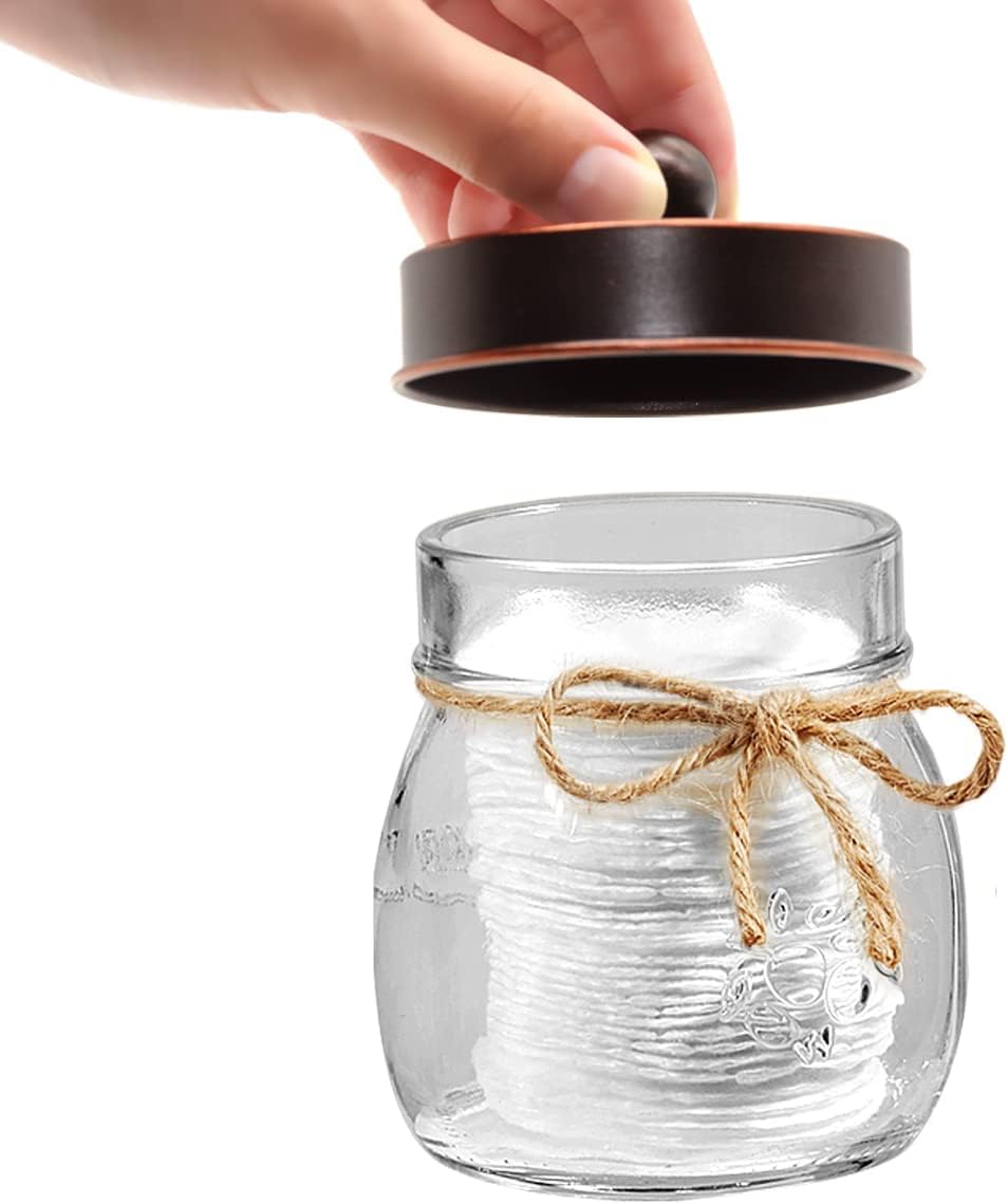 Amolliar Glass Mason Jar Qtip Dispenser Holder/Oil Rubbed Bronze,2 Pack