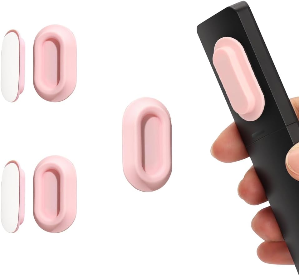 WALLFID Silicone Magnetic Remote Control Holder,2 Pack - Curved Remote Compatible Wall Mount Organizer,Embedded Slot Design for Secure Grip,Self-Adhesive TV Storage (Pink 2 Pack)