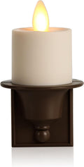 Luminara Flameless Candle Nightlight w/Dusk to Dawn Light Dark Auto Sensor, Bronze Wall Plug Indoor Night LED Light w/Real-Flame Effect Technology, Bathroom Bedroom Hallway, No Remote Needed