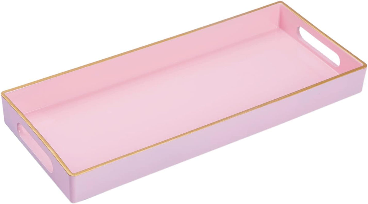 MAONAME Pink Bathroom Tray, Rectangular Toilet Tank Trays with Handles