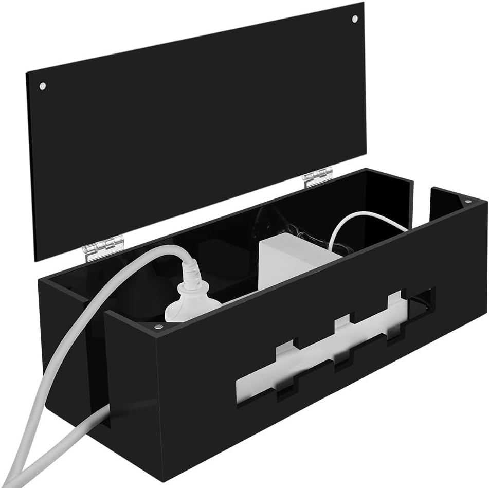 Cable Management Box with Magnetic Lock, Cord Organizer for Desk