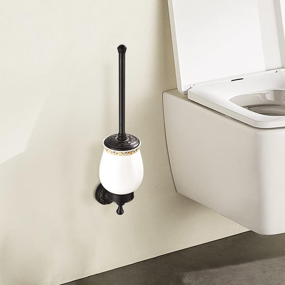 Leyden Bronze Toilet Brush Holder,Oil Rubbed Bronze Toilet Brush Plunge Retro Toilet Bowl Brush Bathroom Accessories Wall Mounted