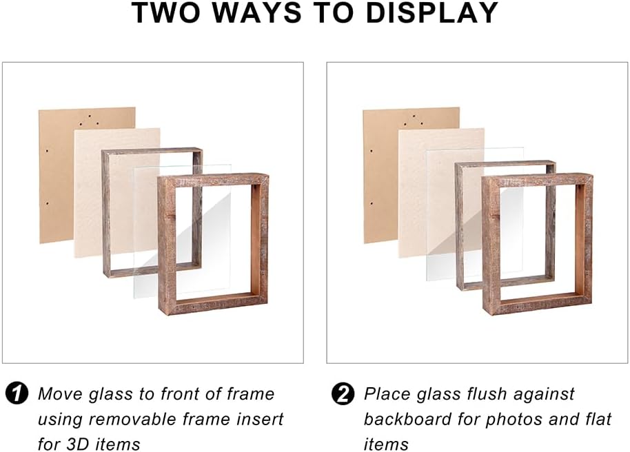 Shadow Box Picture Frame 12x16 Weathered Brown Natural Rustic Solid Wood