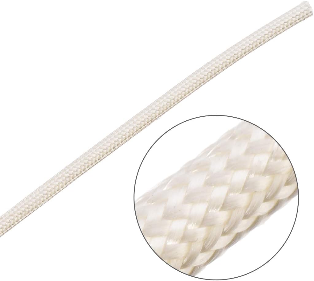 uxcell Insulation Braid Sleeving, 9.8Ft-2mm High Temp Fiberglass Sleeve White