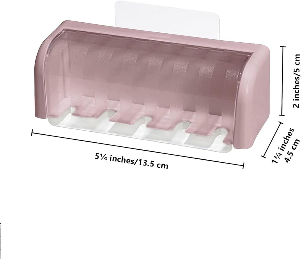 Toothbrush Holders for Bathrooms,Kids Toothbrush Holders with Cover,5 Slots Electric Tooth Brush Holder Wall Mounted Toothbrush Organizer,Shower Restroom Bathroom Accessories (Pink)