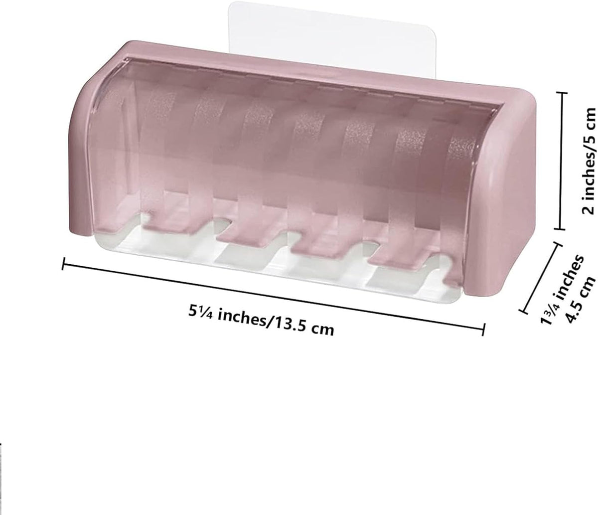 Toothbrush Holders for Bathrooms,Kids Toothbrush Holders with Cover,5 Slots Electric Tooth Brush Holder Wall Mounted Toothbrush Organizer,Shower Restroom Bathroom Accessories (Pink)