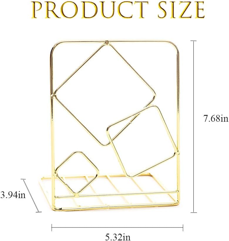 Agirlgle Bookends Metal Book Ends Heavy Duty Modern Decorative Bookend Bookshelf Decor for Home Library Office School Book Display Desktop Organizer Gift (Gold)