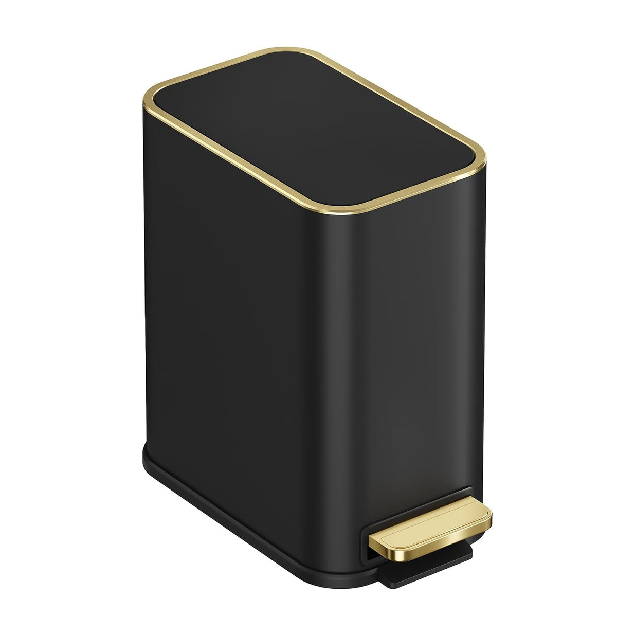 TIPGO Small Bathroom Trash Can with Lid, 5 Liters / 1.3 Gal, Black