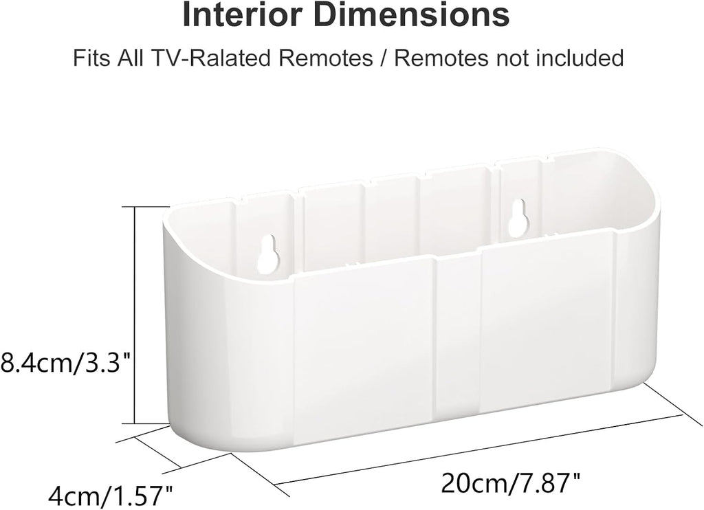 suptek Remote Control Holder Wall Mount，Hole-Free TV Remote Holder for 3 or 4 Remotes, White, Quantity 1, (S4W)
