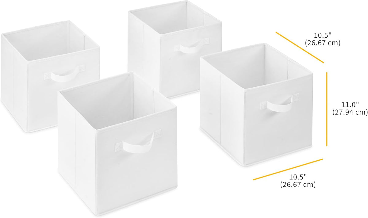 Whitmor Collapsible Cubes - 10.5 x 10.5 x 11 inches - White - Set of 4 (Pack of 2)