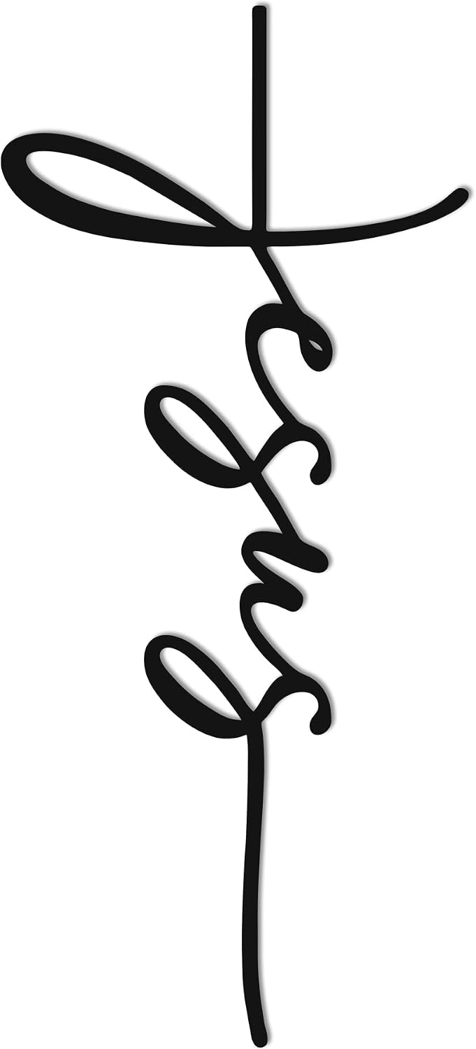 JEWLOVE Jesus Name Cross Metal Wall Art, Christian Church Home Decor