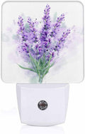 LED Night Light,Delicate Purple Lavender Flowers LED Night Light Plug into Wall with Dusk to Dawn Light Sensor White Energy Efficient Nightlight for Bedroom Bathroom Hallway LivingRoom Kitchen