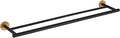 GERZWY Bath Double Towel Bar 30-Inch Stainless Steel Bathroom Towel Rail Wall Mounted Hand Towel Holder Black & Gold