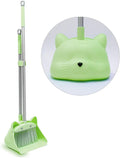 28'' Kids Mini Broom and Dustpan Set-Toddler Cleaning Toy, Toddler Household Helper, Parent-Child Interactive Play Cleaning Tool, Cute Cartoon Design, Small Safe Corner Broom (Green)