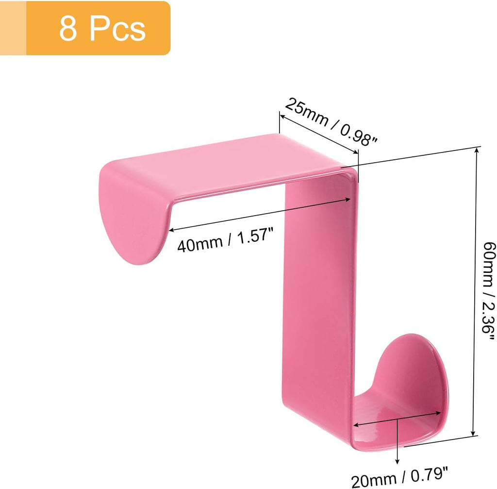 uxcell Over The Door Hooks,8pcs - Stainless Steel Door Hangers Hooks, S-Shaped Double Hooks for Hanging Clothes, Hats, Towels (Pink)