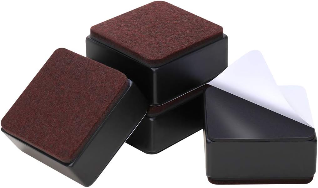 Ezprotekt 1.2 Inch Bed and Furniture Risers, Heavy Duty Square Sofa Tables Couch Chair Risers, Width 2.4"-Adds 1.2" Height, Supports 20,000 lbs, Protect Carpet & Floors from Scratches (4 Pack, Black)