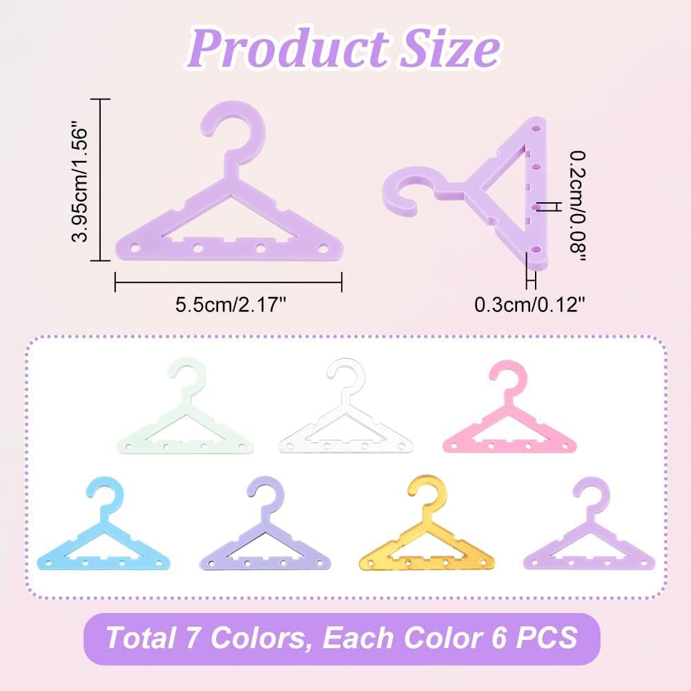 PH PandaHall 42pcs Clothes Hanger Earring Holder Necklace Mini Hanger Rack Jewelry Display Dangle Earring Hanging Organizer Acrylic Ear Studs Display Rack for Retail Show Personal Exhibition