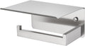 APLusee Toilet Paper Holder with Shelf for Wall, Left Side, Brushed Nickel