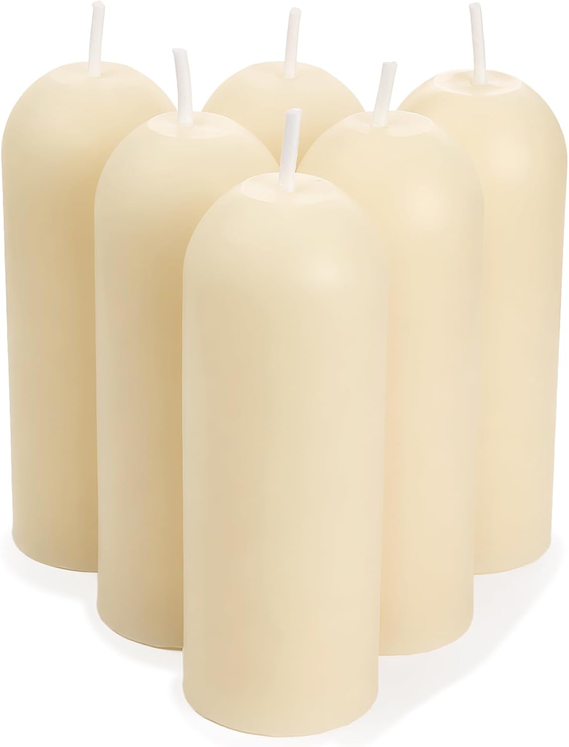 DEYBBY Pure Beeswax Emergency Pillar Candles 6 Pack,Off White,9-Hour Brun