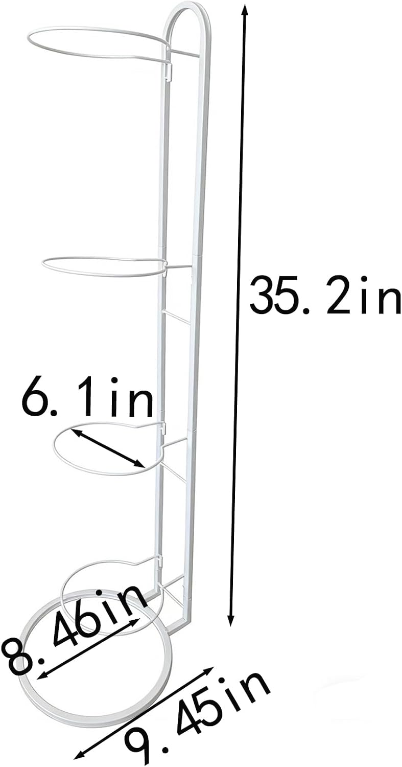 Ball Storage Rack, White Metal, 4-Tier Vertical Organizer for Basketball, Soccer, Volleyball, Sports Equipment Holder (4-Tier)
