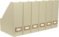 BLU MONACO | Cardboard Magazine File Holder Set of 6 | Vertical Magazine File Holder with Label Slots | Beige Linen Foldable File Organizers for Desk Shelf Office