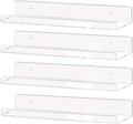 Weiai Clear Acrylic Shelves 15" Floating Wall Mount Ledge Display Bookshelf 4Pack