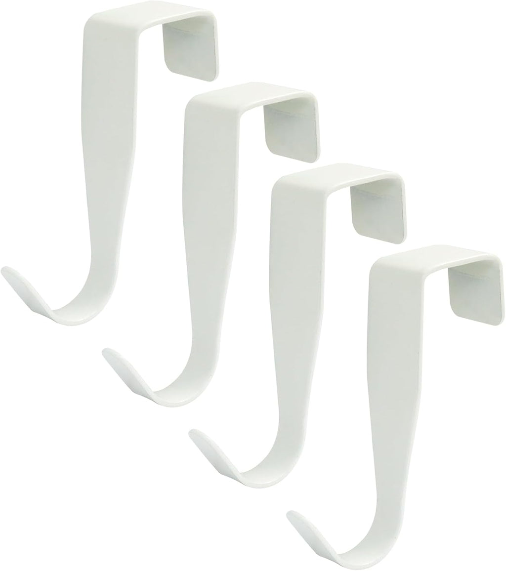 4 Pcs Over Cabinet Door Hook, J-Shape Carbon Steel, White