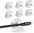 7mm Spring Cable Holder Clips, 6 Pack Desk Cord Organizer, White
