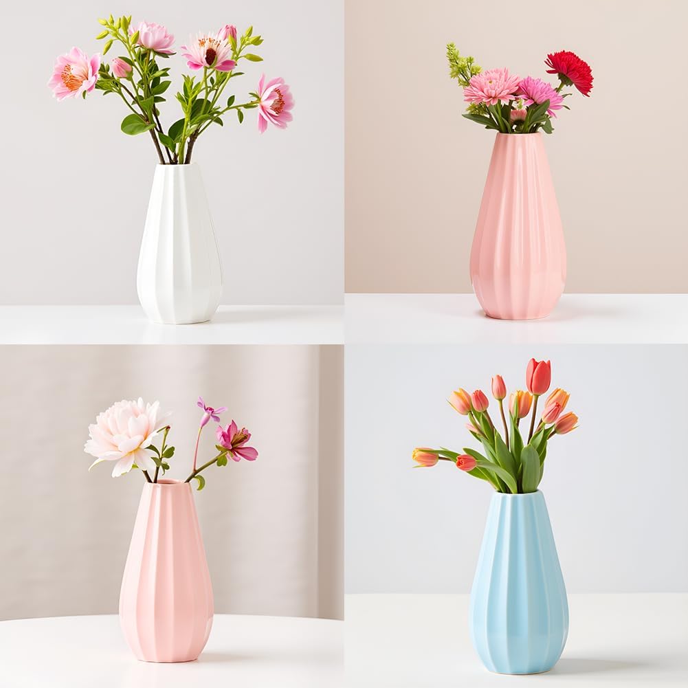 White Elegant Ceramic Vase 7.1 inch for Wedding Valentine for Women
