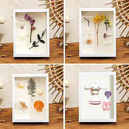 8x10 Shadow Box Frame Display Case, Wood with Plexiglass, Display Case Box for Memorabilia, Medal, Crafts,Tickets and Photos, Picture Frame for Wall and Tabletop (White, 8x10)