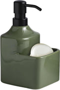 Gets Soap Dispenser Green Ceramic Pump Bottle with Storage Holder