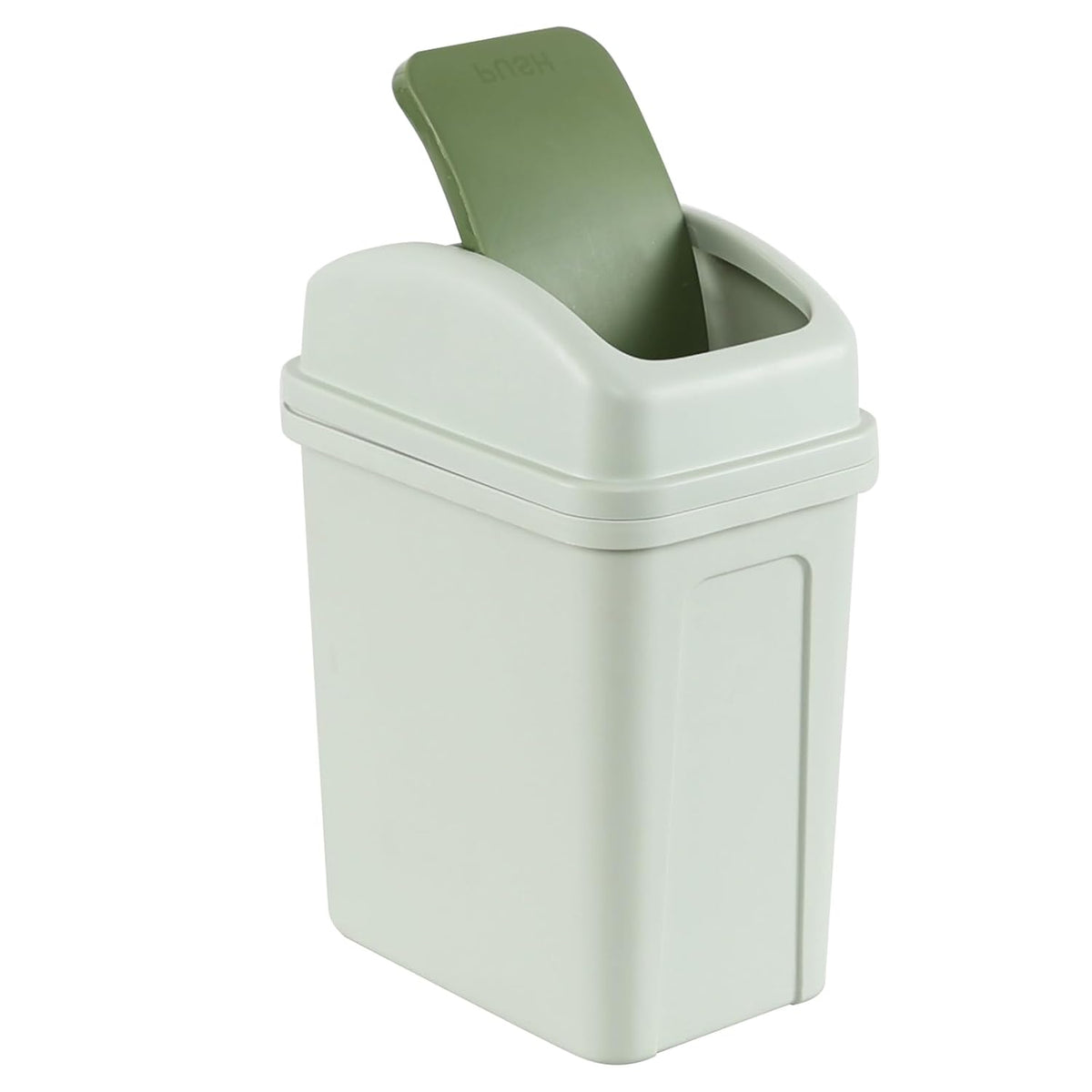 1.8 Gallon Green Plastic Garbage Can, Swing Lid Waste Can, Green
