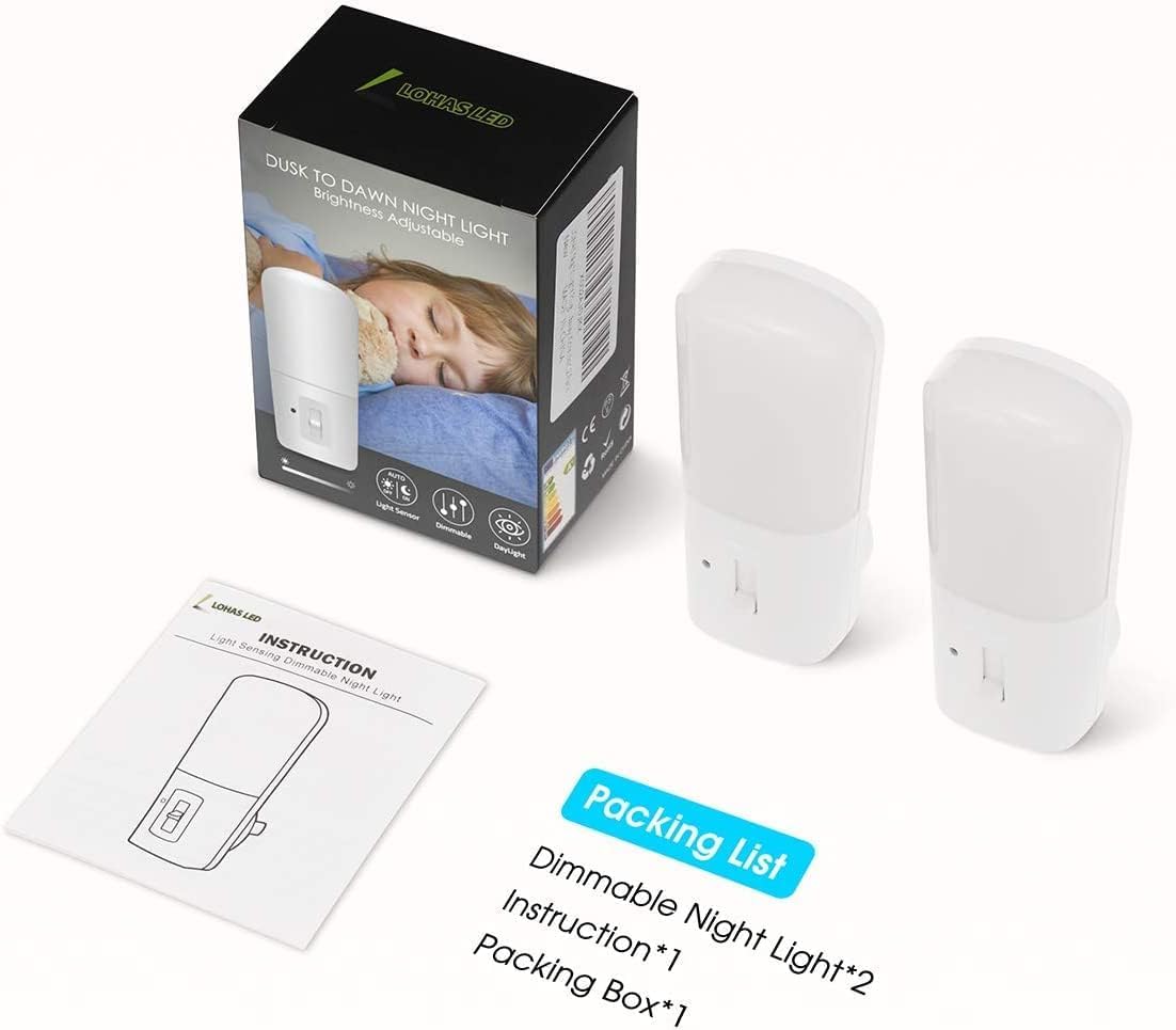 LOHAS-LED Dimmable Night Light[2 Pack], Night Lights Plug into Wall