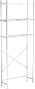 HOOBRO Over the Toilet Storage, 3-Tier Over Toilet Bathroom Organizer, Freestanding Above Toilet Shelf with Adjustable Feet, Space Saving, Easy Assembly, White WW63TS01
