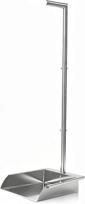 35in Heavy Duty Stainless Steel Standing Dust pan with Handle, Long Handle Metal Dustpans, Stand Up Large Dustpan for Farm, Office, Garage, Outdoor Yard, Commercial & Household Use