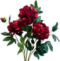3 Pieces Peonies Artificial Flowers,Silk Flowers with Stems,27" Winter Flowers Artificial for Decoration,Long Stem Artificial Flowers for Tall Vase,Wedding Table Centerpiece Party Decor(Red)