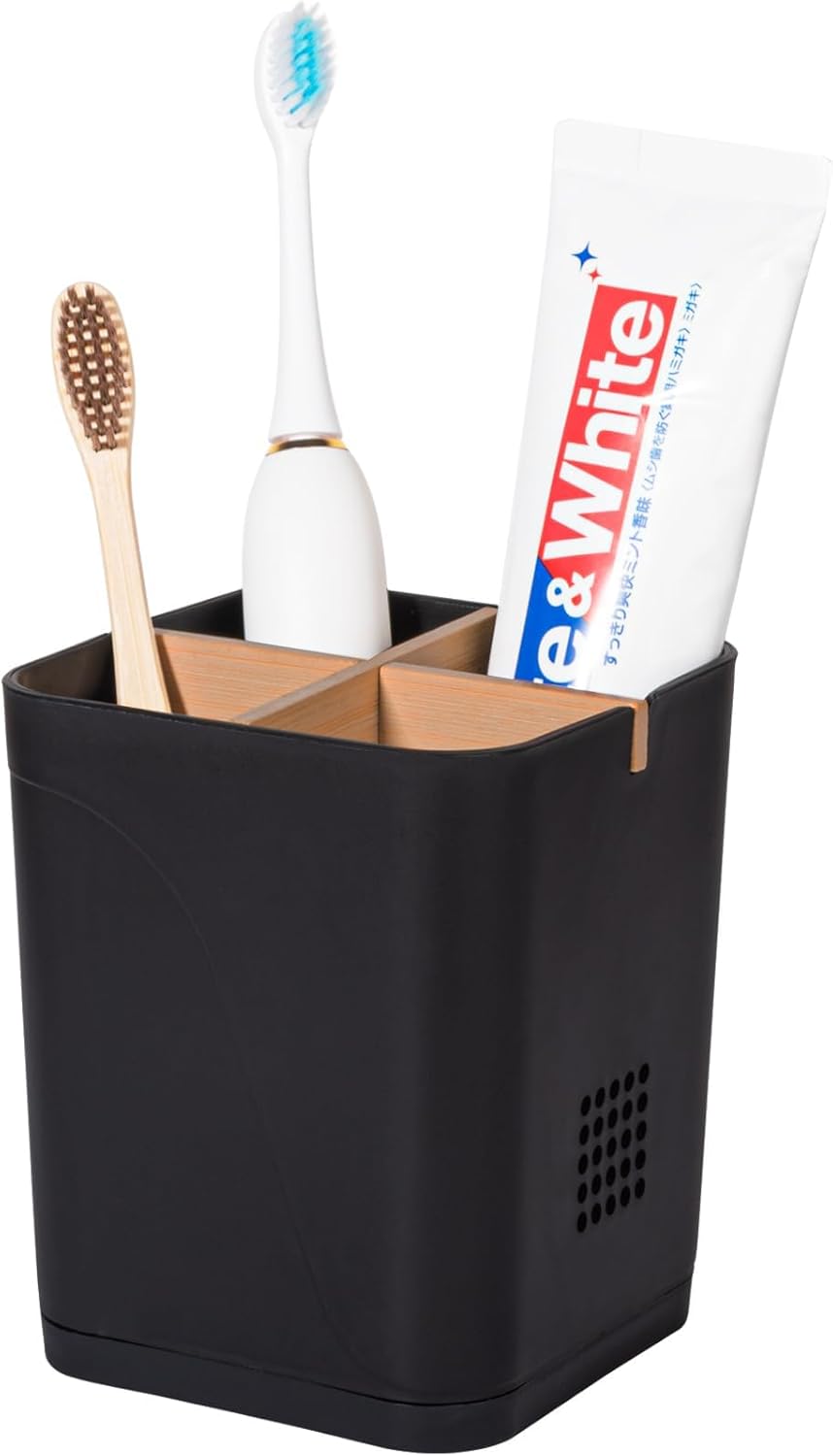 Electric Toothbrush Holder Tooth Brush and Toothpaste Organizer, Black