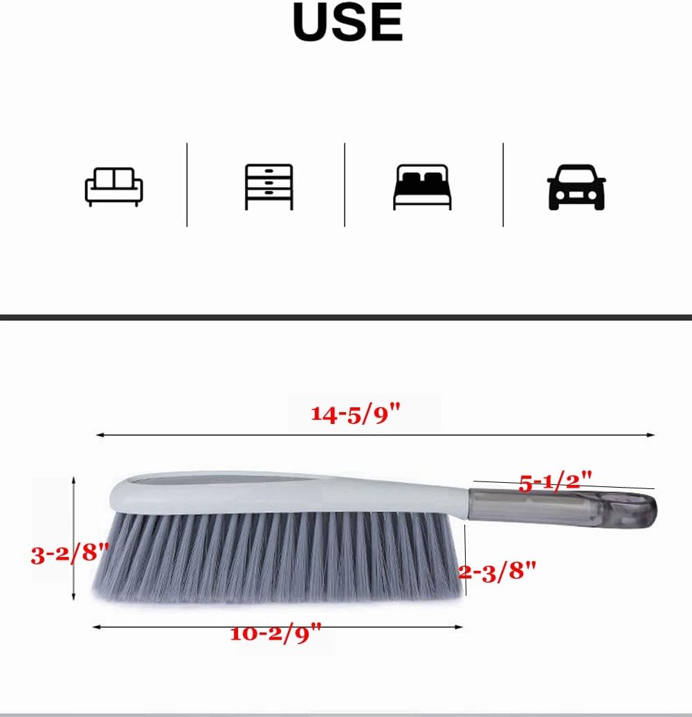 Hand Broom, 14 inch Large Counter Duster Slightly Stiff Bristle
