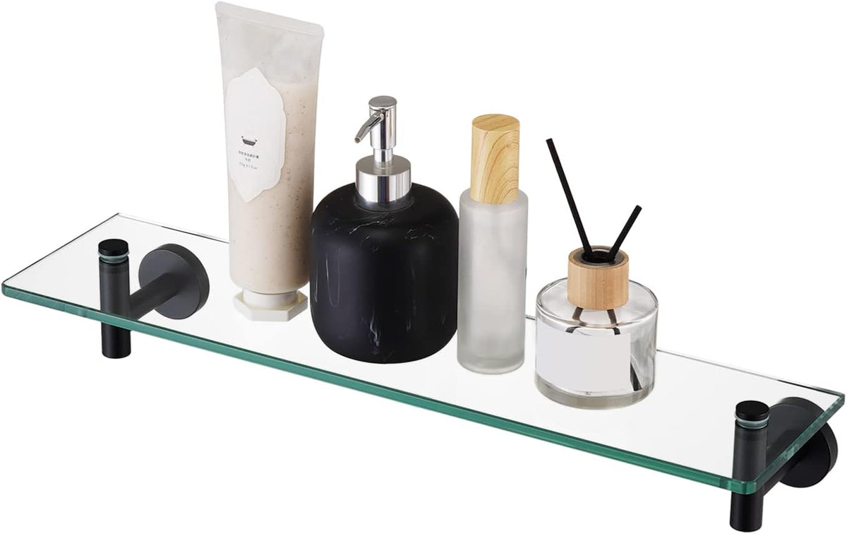 KES Bathroom Glass Shelf with 8 MM-Thick Tempered Glass, Matte Black
