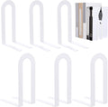 Chunful 6 Pcs White Modern Metal Book Ends for Shelves Decorative Small Bookends Book Shelf Organizer Minimalist Design Stopper to Hold Books for Office (Round)
