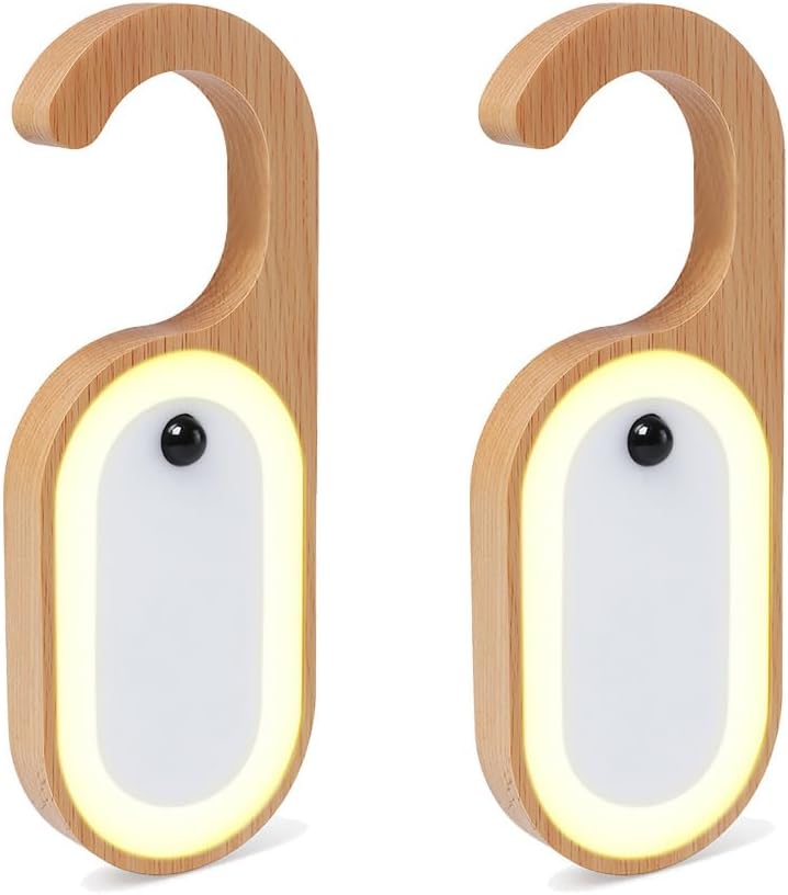 LANDGOO Keyhole Light, Doorknob Memo Board Night Light,Beech, 2 Pack