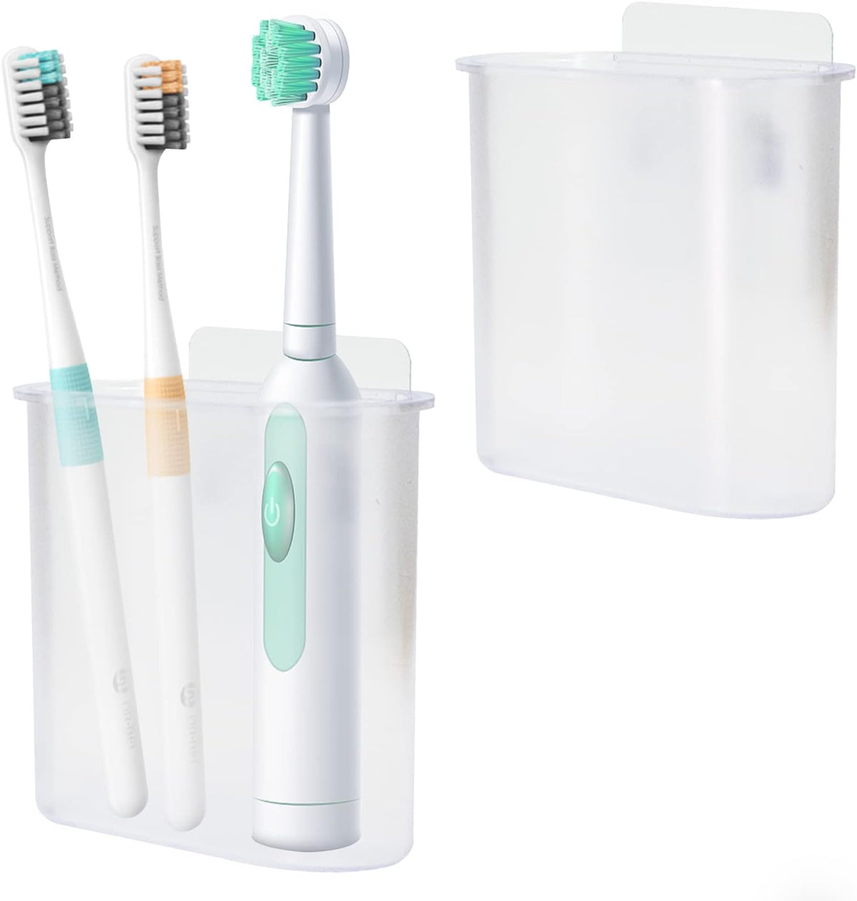 2 Packs Toothbrush Holders Wall Mounted, Self Adhesive Tooth Brush Holder for Bathroom Electric Toothbrush Toothpaste Razor Holder Bathroom Accessories(Clear)