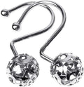 Gracelife 12Pcs Hollow Ball Shower Curtain Hooks Luxury Quality Rustproof Stainless Steel Shower Curtain Rings Hooks for Bathroom Rod (Chrome)