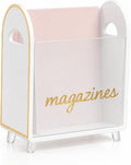 Khen Acrylic Magazine Rack Holder & Gold Trim - 12.40" x 10" x 4.49" - Crystal Lucite Clear - Shatterproof - Open Top - Space Saver - For Magazines, Publications, Office Desk, Reception, Waiting Room