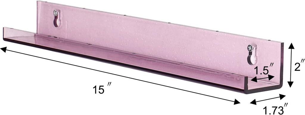 Sooyee 15 Inch Wall Shelves - Floating Shelf, Small Bookshelf for Kids Room, Hanging Shelves for Wall Storage, Toy Picture Ledge Display Shelf, 6 Pack, Violet