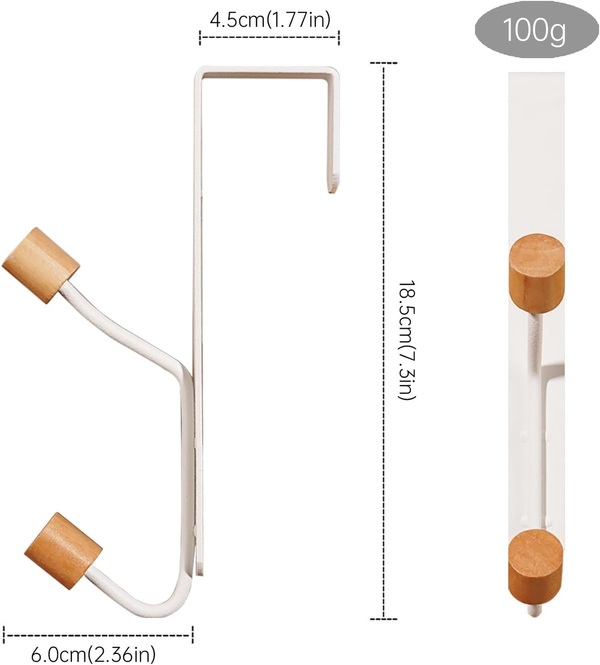 HYMIKO Over The Door Hooks, 2 Pack Metal Door Hanger Organizer