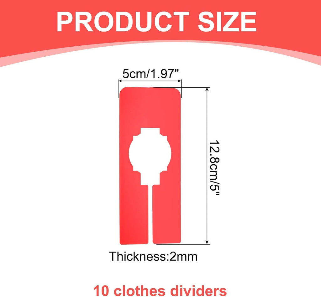 uxcell 10 Pcs Clothes Dividers,Rectangle Closet Rack Dividers Clothing Rack Size Dividers Blank Labels Writable & Reusable for Hanging Clothes Sorting Size, Red