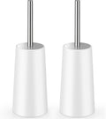 Toilet Brush and Holder, 2 Pack Toilet Brush with 304 Stainless Steel Long Handle, Toilet Bowl Brush for Bathroom Toilet-Ergonomic, Elegant,Durable (White)