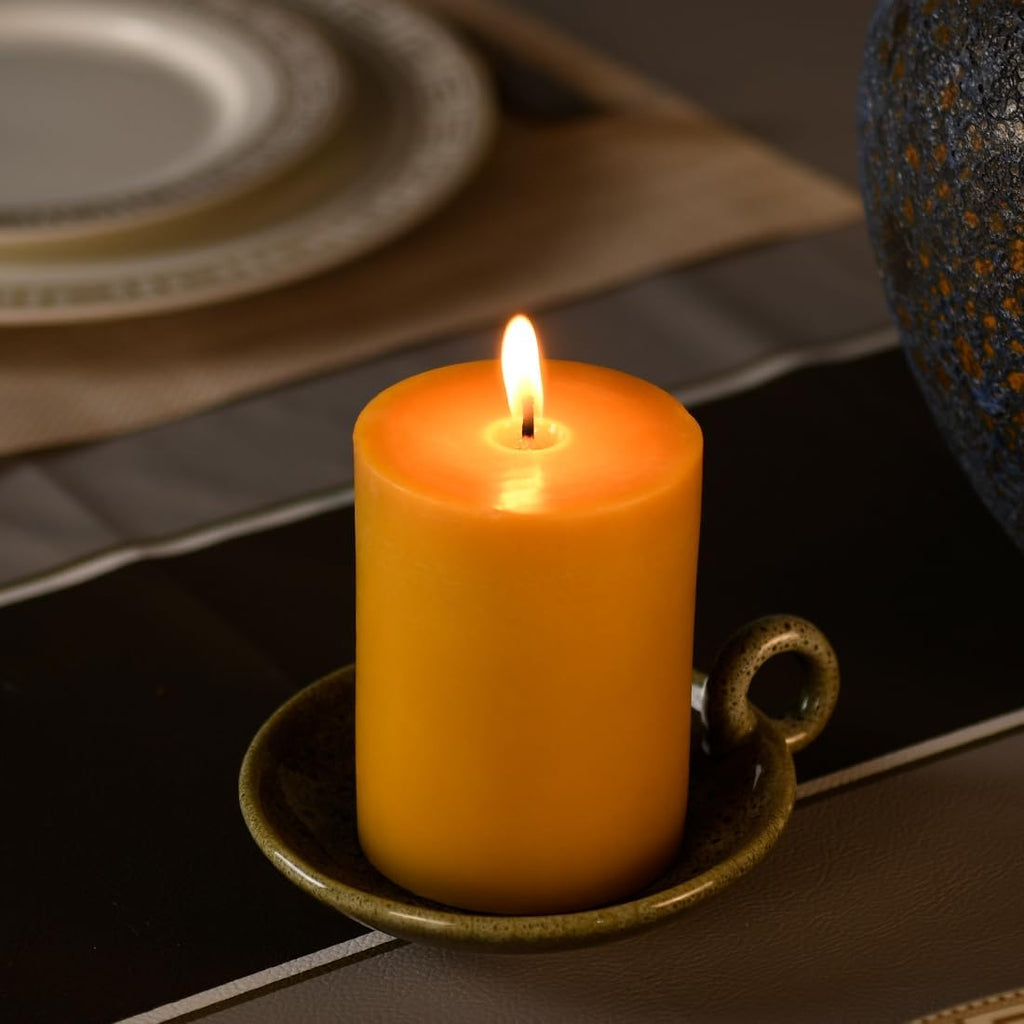 Beeswax Pillar Candles 3x4 Inch, Pure Natural Beeswax Candles - Unscented, Long Lasting Burn Time, Smokeless and Dripless