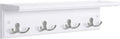 SONGMICS Wall-Mounted Coat Rack with Shelf, 4 Dual Metal Hooks